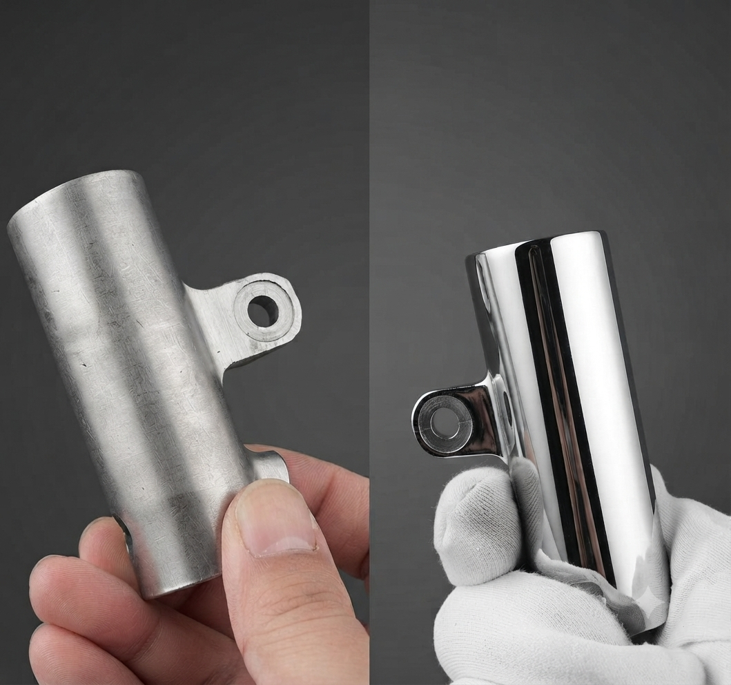 Stainless steel raw vs mirror polished comparison